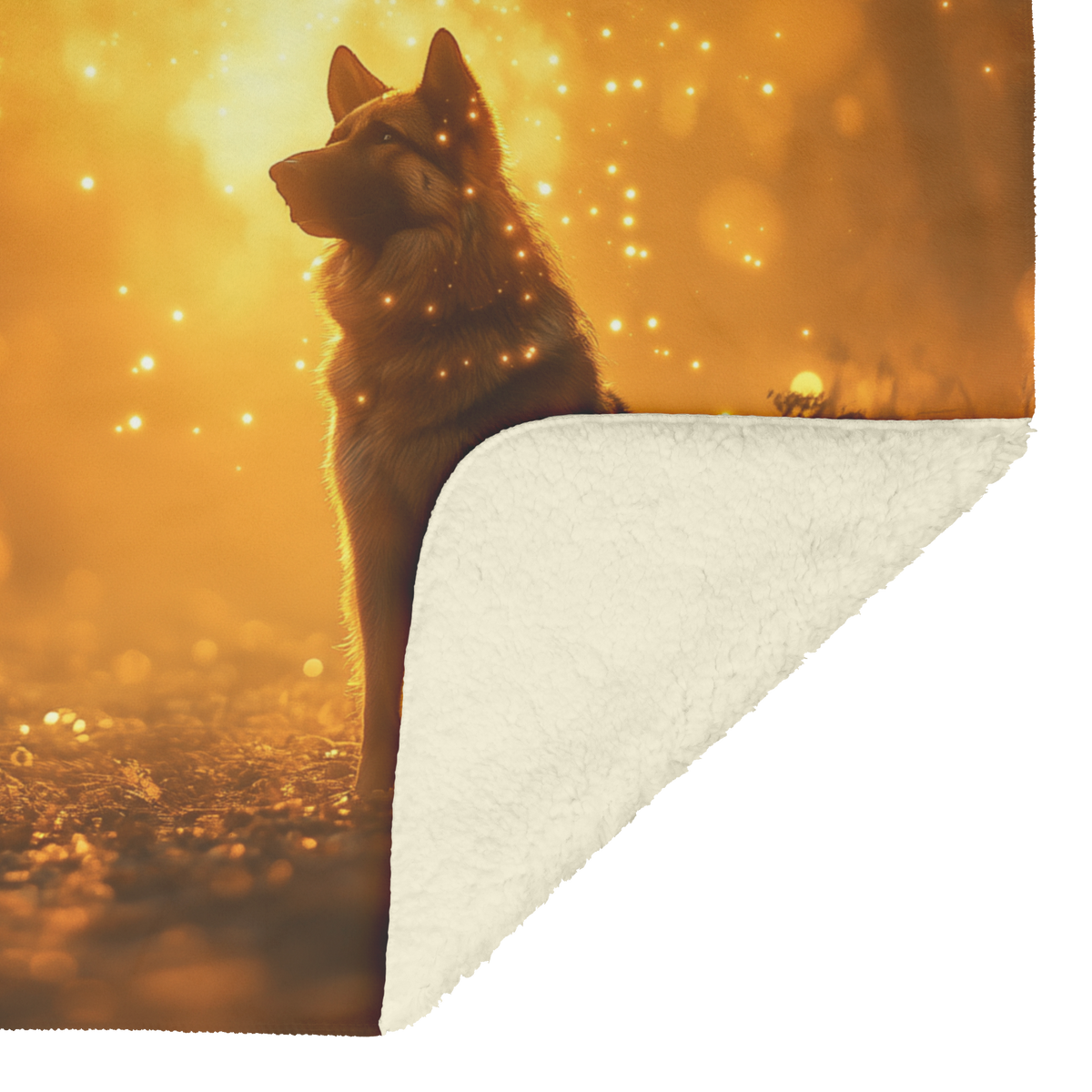 German_Shepherd_on_Forest_Path_with_Gold_H_Blanket_Sherpa_Mockup.png