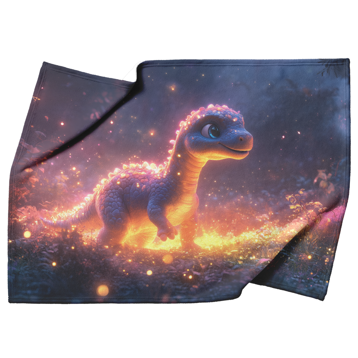 Glowing_Baby_Brachiosaurus_Walking_Under_H_Blanket_Top_Bottom_Folds_Mockup.png