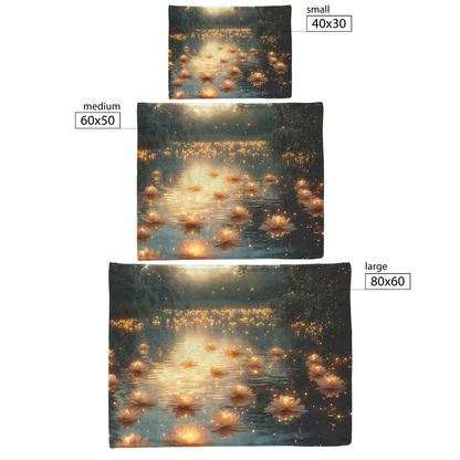 Glowing_Camellias_on_Pond_with_Golden_Ri_H_Blanket_Size_Options_Mockup.png