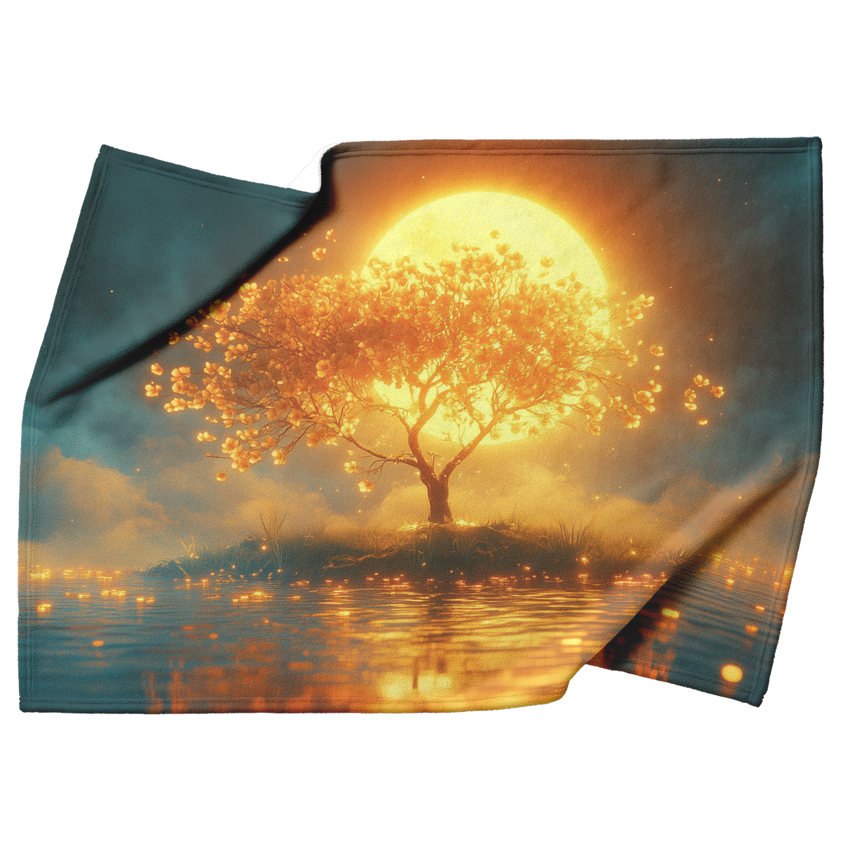 Glowing_Geranium_Bush_with_Silver_Light__H_Blanket_Top_Bottom_Folds_Mockup.png