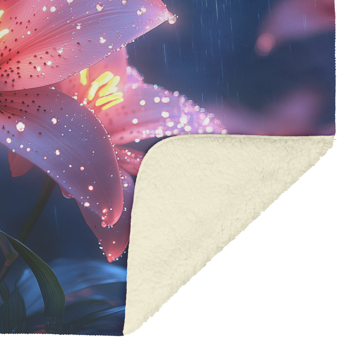 Glowing_Pink_Lily_Garden_with_Moonlight__H_Blanket_Sherpa_Mockup.png