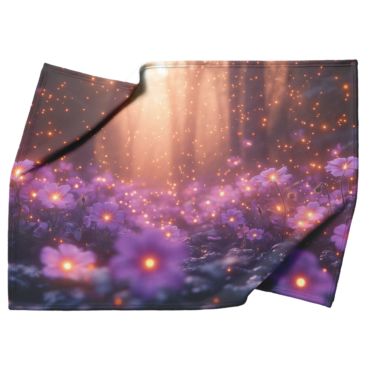 Glowing_Purple_Geraniums_in_Forest_with__H_Blanket_Top_Bottom_Folds_Mockup.png