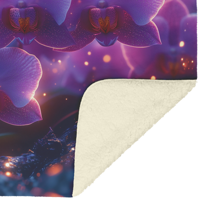 Glowing_Purple_Orchids_in_Tropical_Garde_H_Blanket_Sherpa_Mockup.png