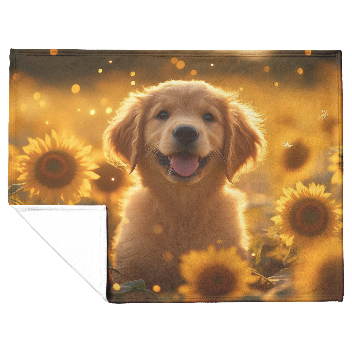Golden_Retriever_Puppy_in_Sunflower_Fiel_H_Blanket_Flat_Fold_Mockup.png