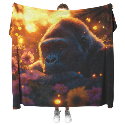 Gorilla_Resting_in_Glowing_Field_of_Wild_H_Blanket_Model_Mockup.png