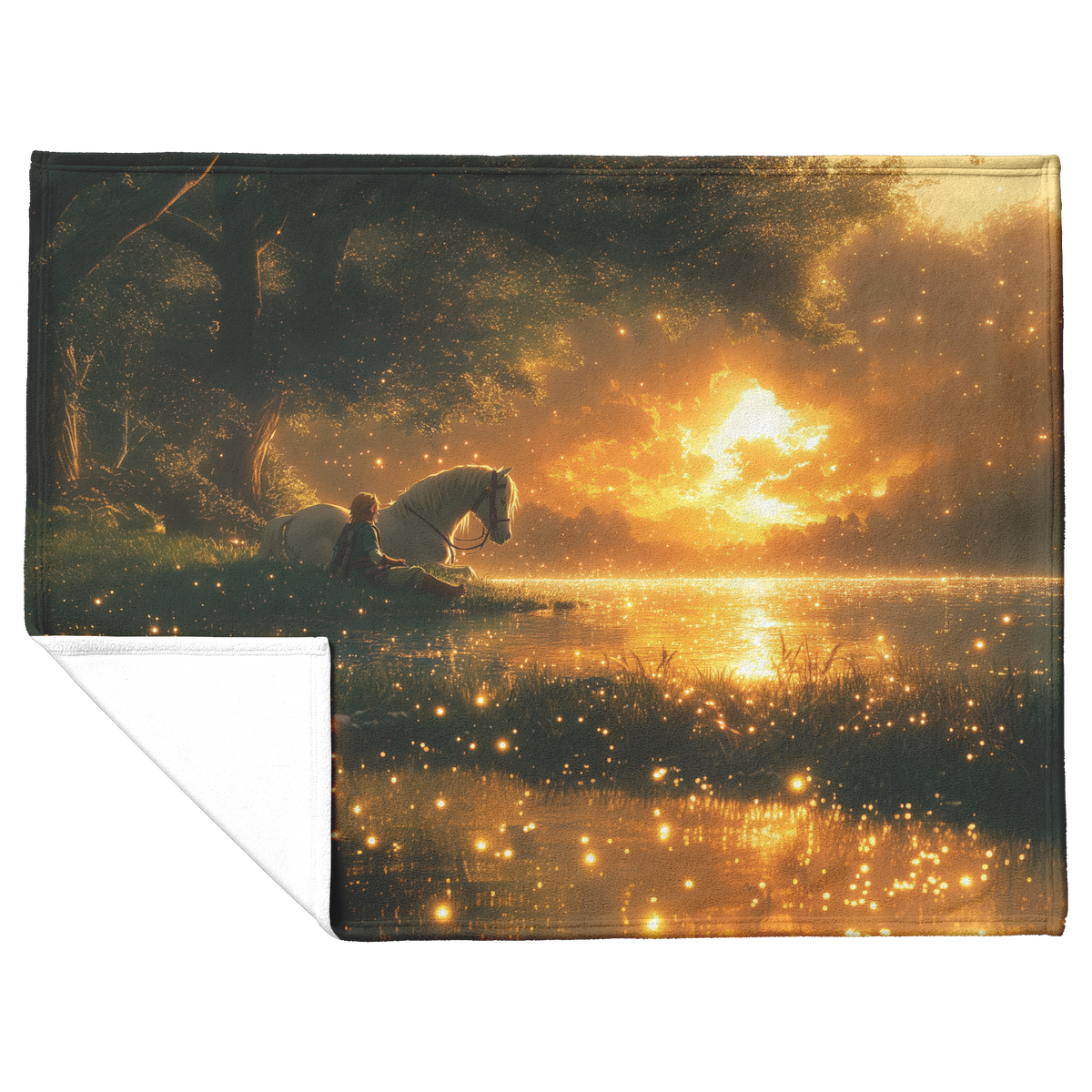 Heroic_Warrior_and_Steed_Silhouetted_Aga_H_Blanket_Flat_Fold_Mockup.png