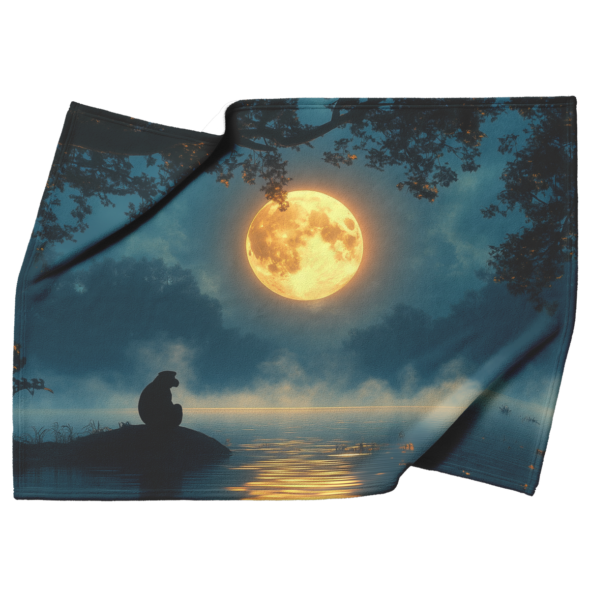 Howler_Monkey_Silhouetted_Against_a_Glow_H_Blanket_Top_Bottom_Folds_Mockup.png