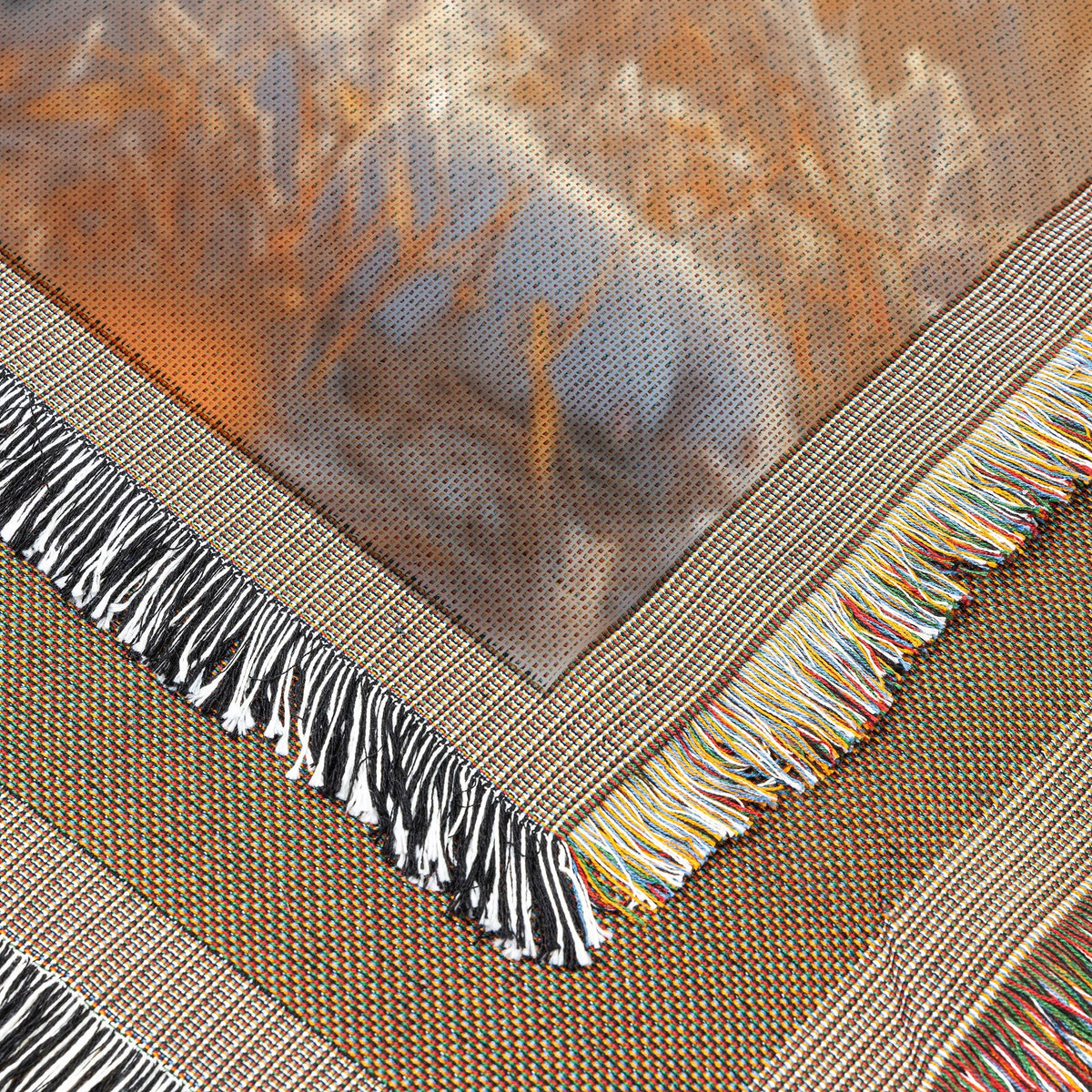 Husky Puppy in Golden Hour Cozy Woven Throw Blanket - Awakening Righteousness