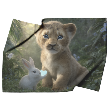 Lion_Cub_Giving_Tiny_Heart_to_Bunny_Vale_H_Blanket_Top_Bottom_Folds_Mockup.png_15350986