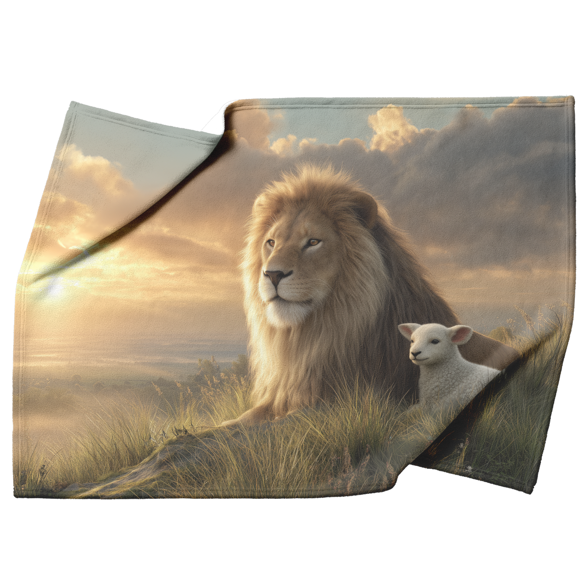 Lion_Gazing_Peacefully_With_Lamb_Curled__H_Blanket_Top_Bottom_Folds_Mockup.png