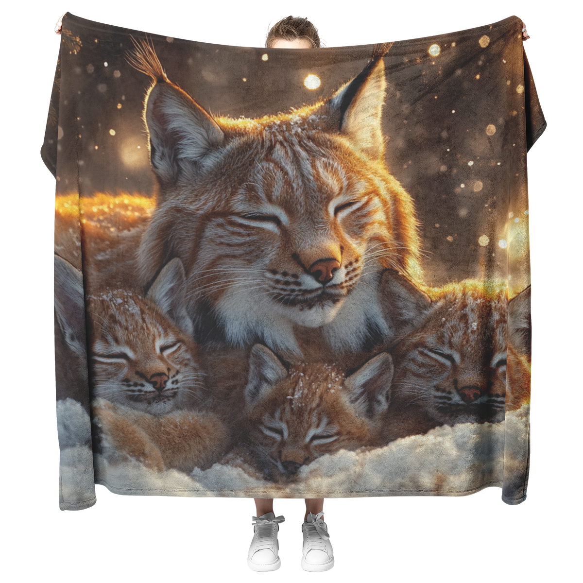 Lynx_Family_Resting_in_a_Glowing_Winter__H_Blanket_Model_Mockup.png