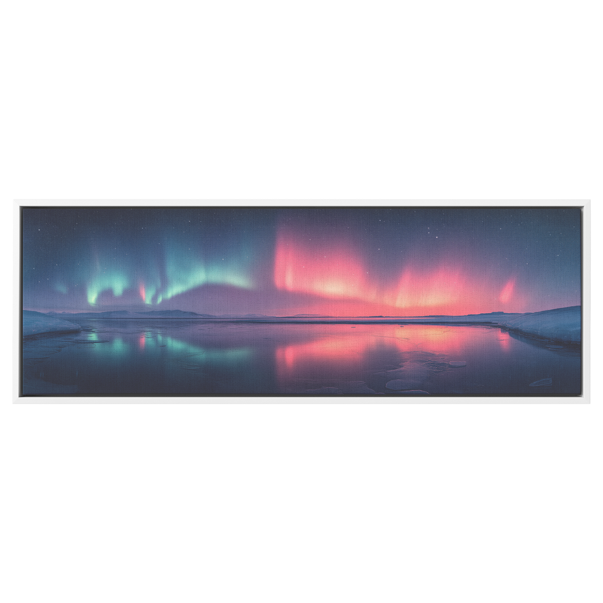Magical_Aurora_Borealis_Icy_Ocean_Bay_Pi_White_Framed_Canvas_H_Panoramic_Main_Mockup.png