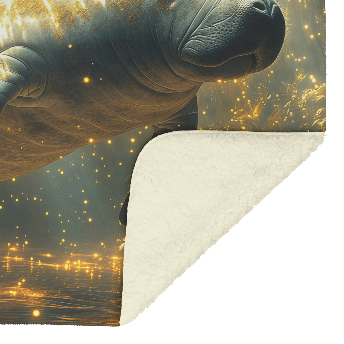 Manatee_Swimming_in_Glowing_Crystal_Rive_H_Blanket_Sherpa_Mockup.png