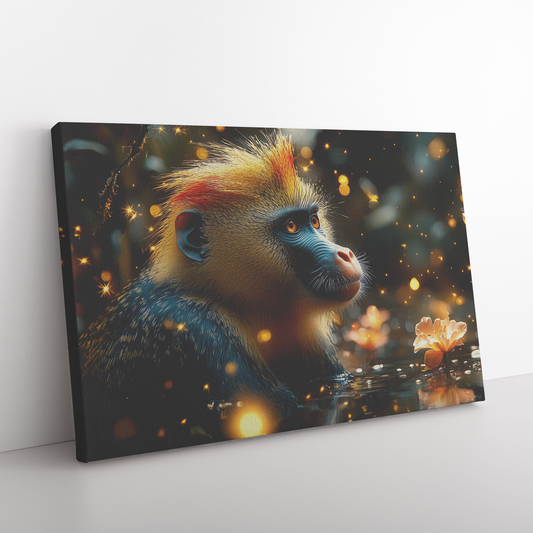 Mandrill_Surrounded_by_Glowing_Fireflies_H_Rectangle_Angle_Floor_Mockup.png