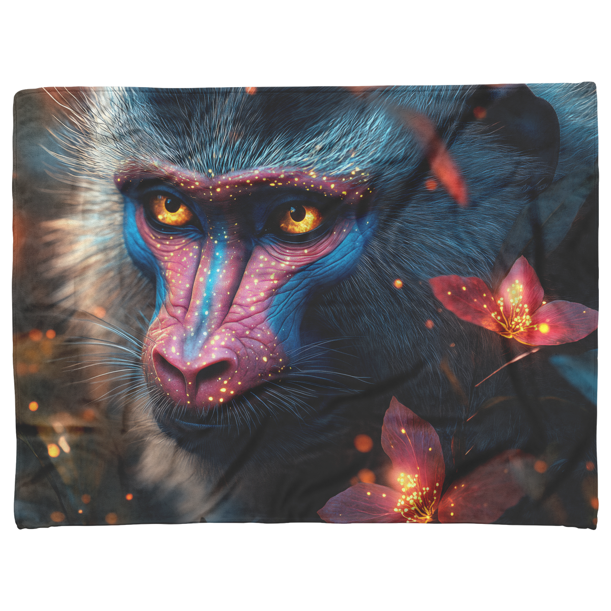 Mandrill_with_Colorful_Face_Illuminated__H_Blanket_AS_Flat_Mockup.png