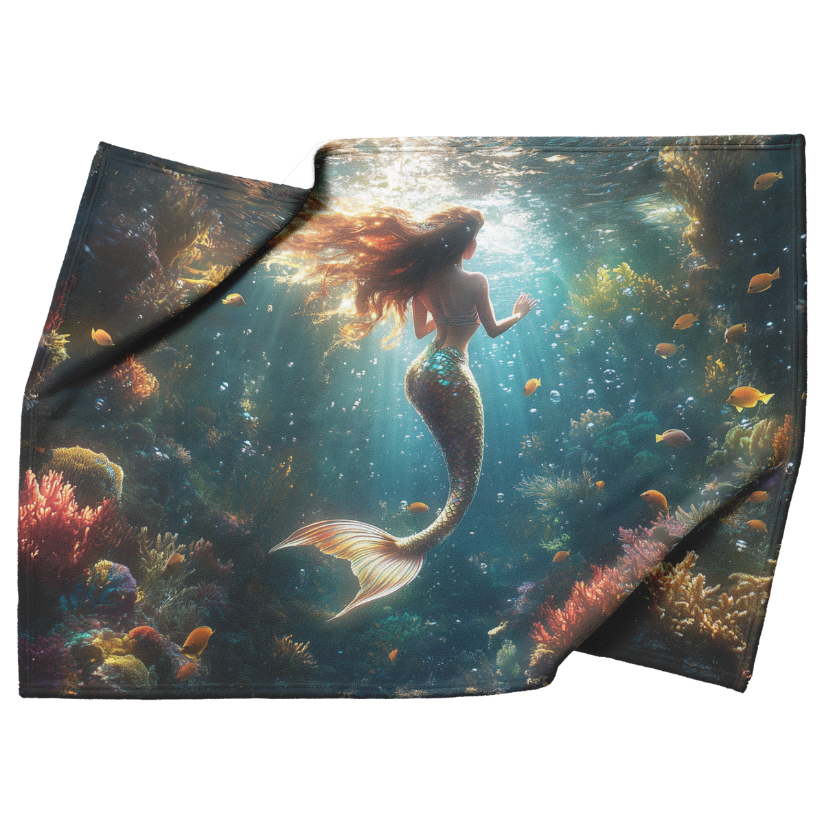 Mermaid_with_Iridescent_Hair_Swimming_Th_H_Blanket_Top_Bottom_Folds_Mockup.png