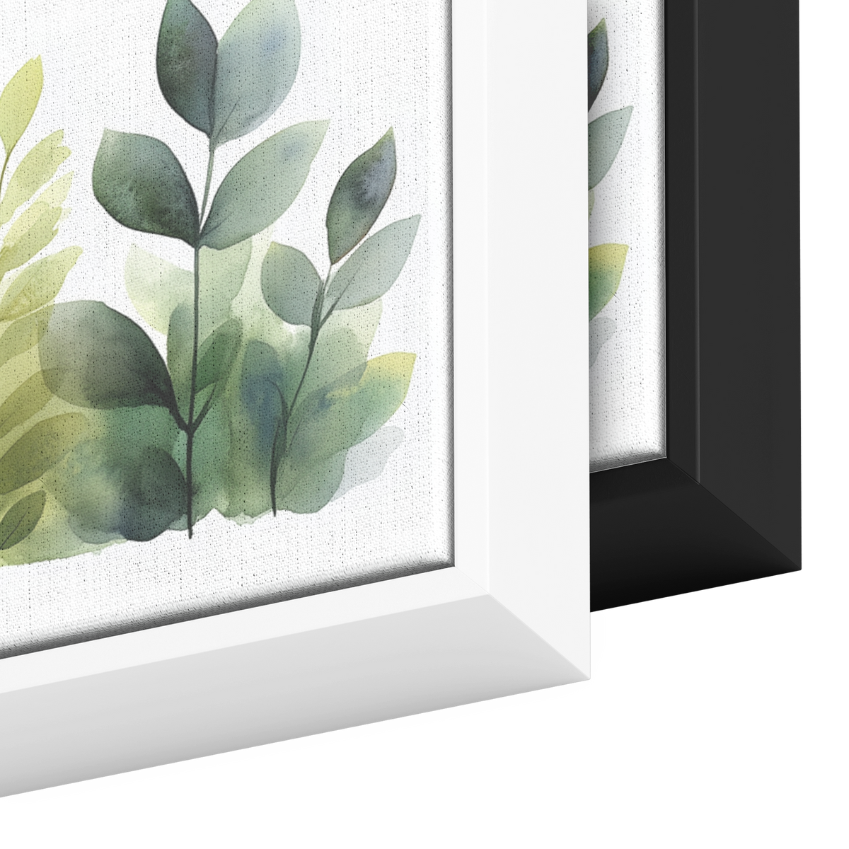 Minimalist Botanical Print Ferns Soft Green Watercolor Washes White Background Ultra High Definition Elegant Simplicity Panoramic Framed Canvas Wall Art - Awakening Righteousness