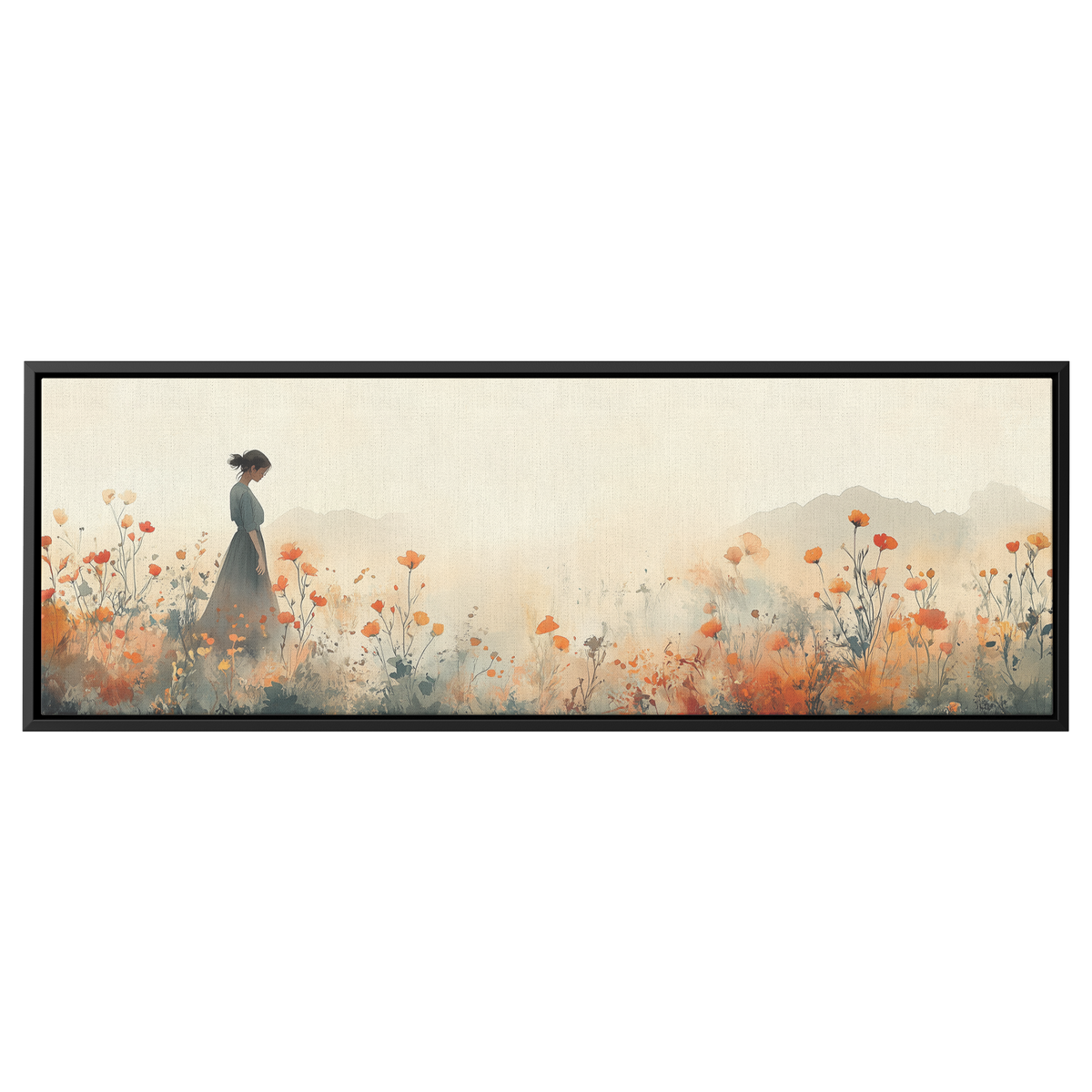 Minimalist Botanical Print Wildflowers Soft Watercolor Washes Muted Tones Ultra High Definition Luminous Highlights Panoramic Framed Canvas Wall Art - Awakening Righteousness
