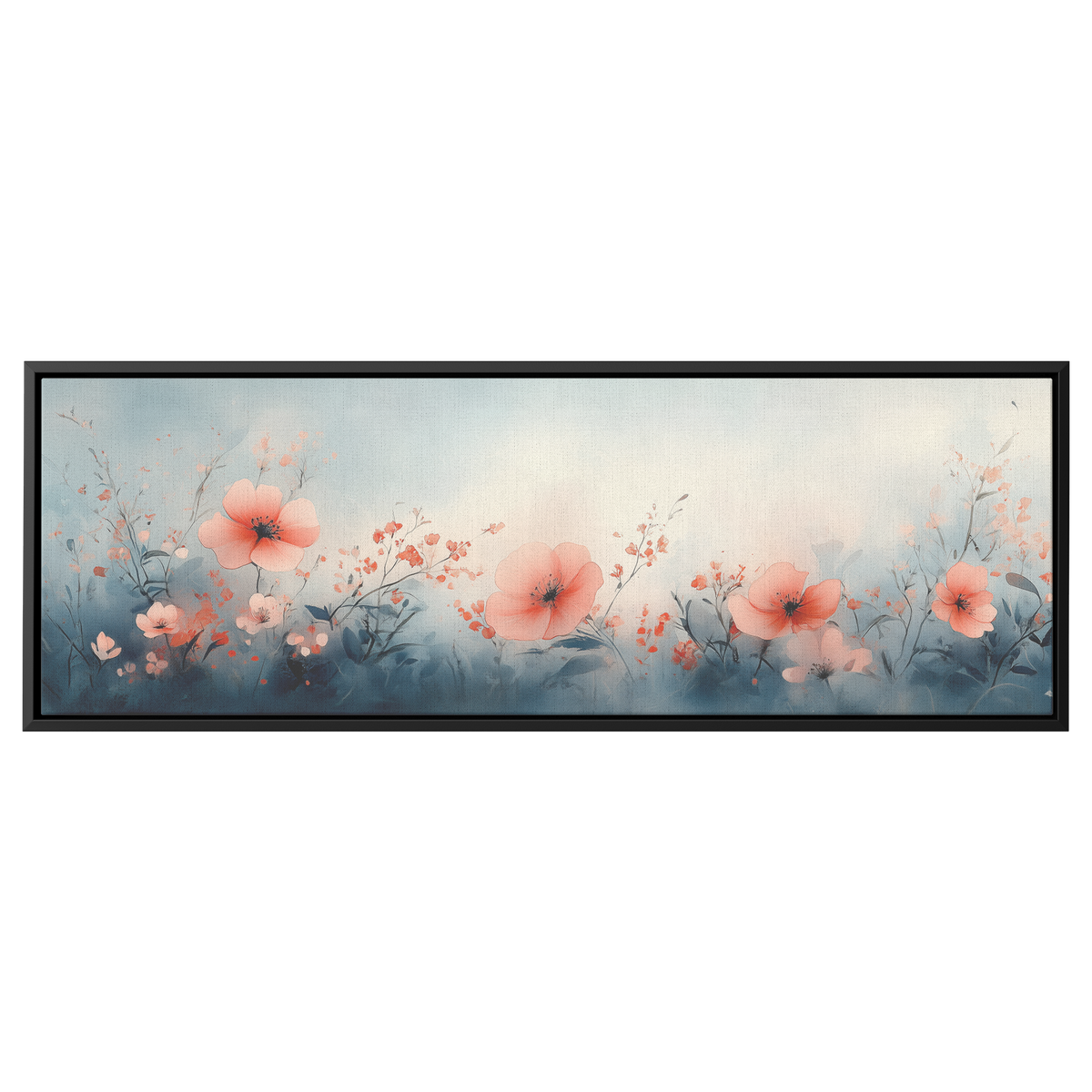 Minimalist Botanical Print Wildflowers Soft Watercolor Washes Muted Tones Ultra High Definition Luminous Highlights Panoramic Framed Canvas Wall Art - Awakening Righteousness