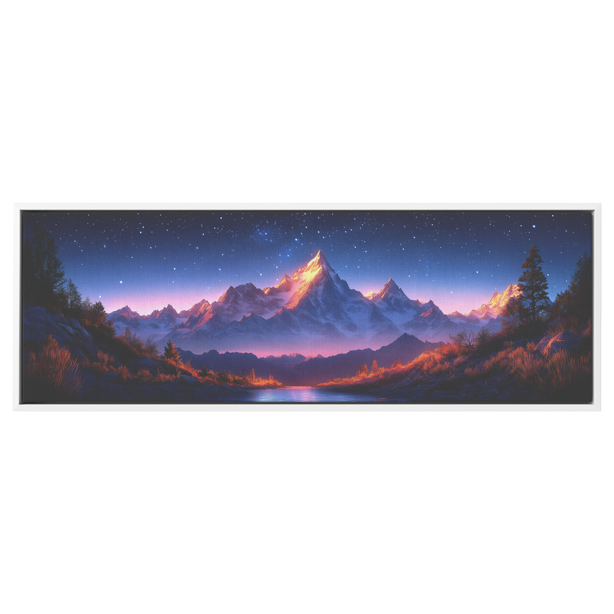 Mystical_Nighttime_Rugged_Mountains_Glow_White_Framed_Canvas_H_Panoramic_Main_Mockup.png
