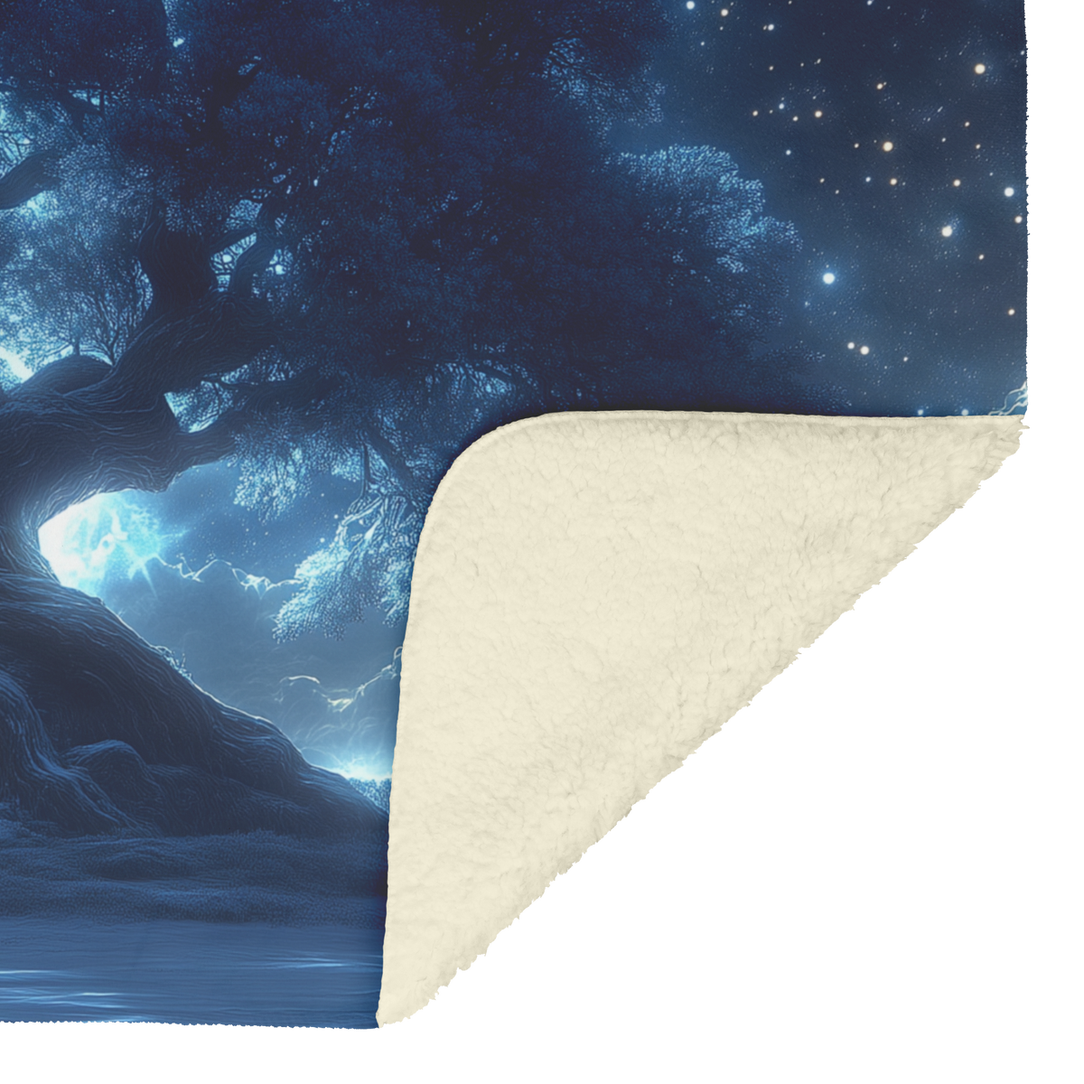 Old_Tjikko_Tree_with_Moonlight_Snowflake_H_Blanket_Sherpa_Mockup.png