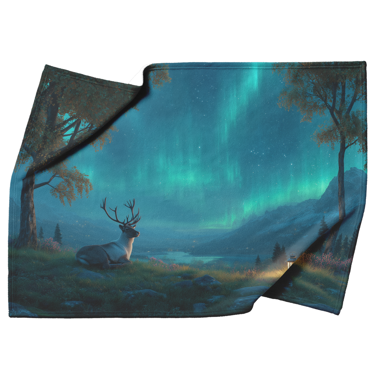 Peaceful_Reindeer_Resting_Under_Northern_H_Blanket_Top_Bottom_Folds_Mockup.png