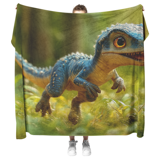 Playful_Baby_Velociraptor_Jumping_Throug_H_Blanket_Model_Mockup.png