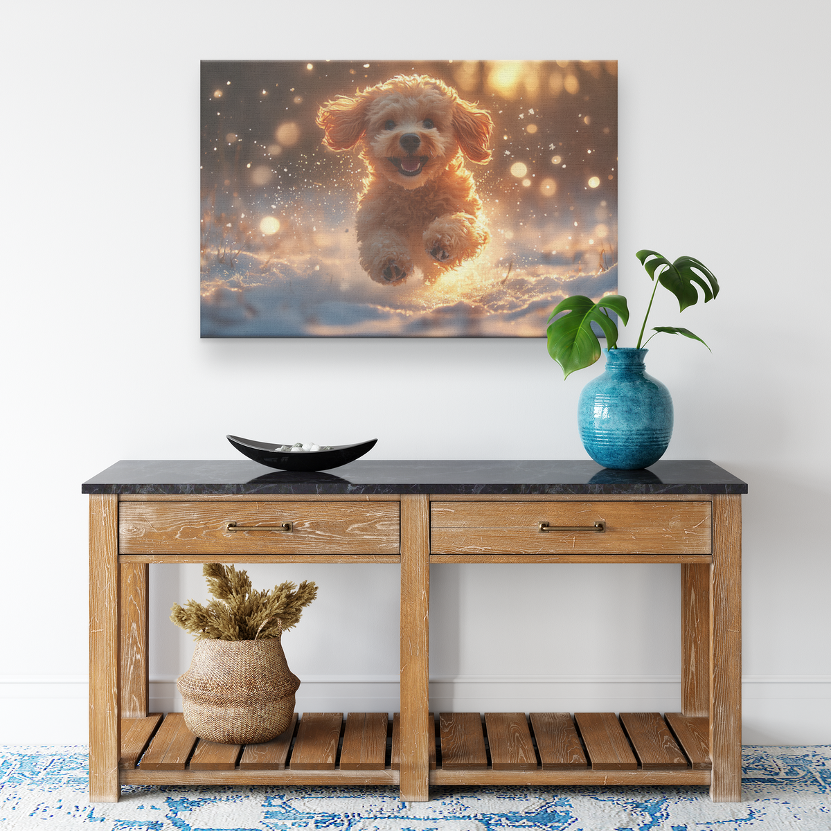 Poodle_Running_Gracefully_Across_Glowing_H_Rectangle_Smaller_Lifestyle_Mockup.png