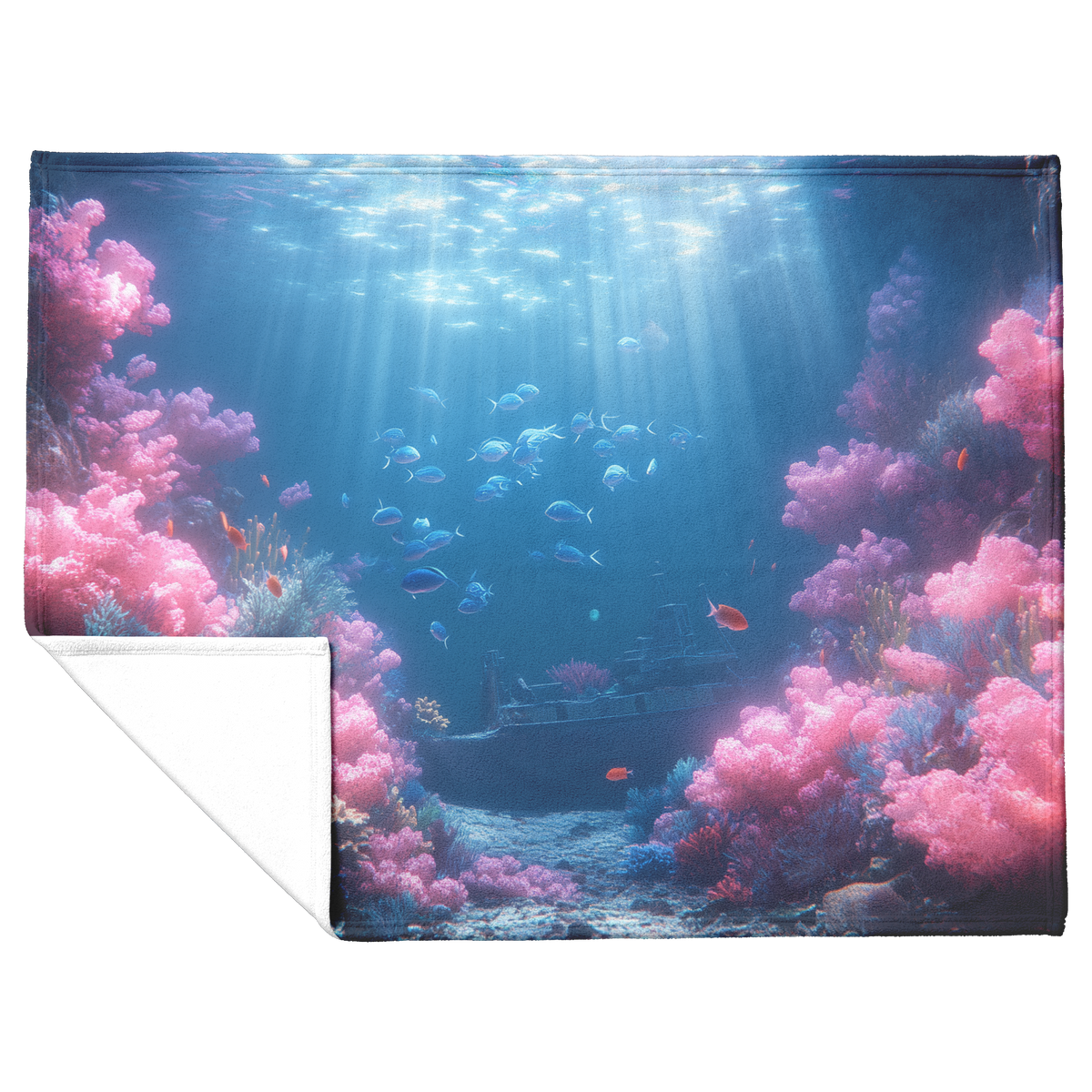 School_of_Blue_Tangs_Swimming_Near_Glowi_H_Blanket_Flat_Fold_Mockup.png