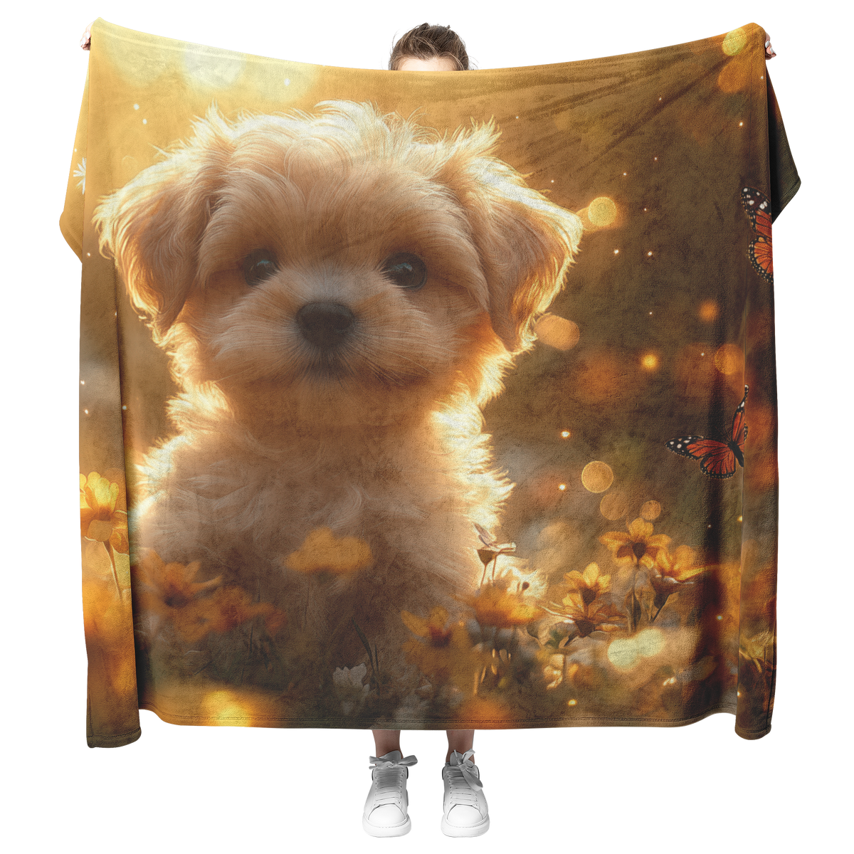Shih_Tzu_Puppy_Sitting_in_Glowing_Sunlit_H_Blanket_Model_Mockup.png