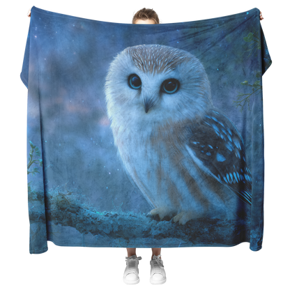 Sleepy_Owl_With_Blue_Eyes_Perched_On_Sta_H_Blanket_Model_Mockup.png