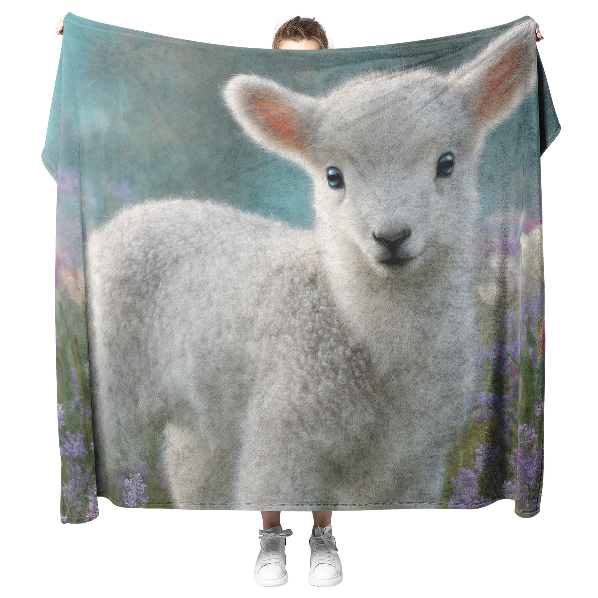 Smiling_Baby_Lamb_With_Fluffy_White_Wool_H_Blanket_Model_Mockup.png