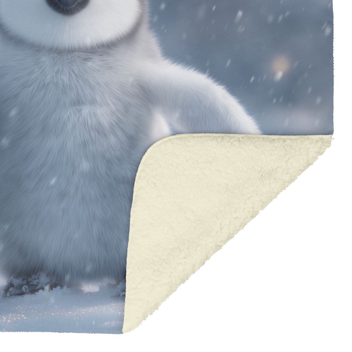 Two Baby Penguins Holding Flippers Heart Shaped Snowflakes Falling Blue Eyes Cozy Winter Love Photorealistic High Resolution Sherpa Fleece Blanket