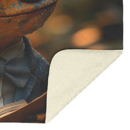 Velociraptor_Wearing_Tiny_Bow_Tie_Surrou_H_Blanket_Sherpa_Mockup.png