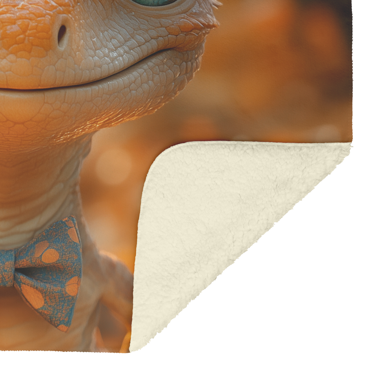 Velociraptor_Wearing_Tiny_Bow_Tie_Surrou_H_Blanket_Sherpa_Mockup.png