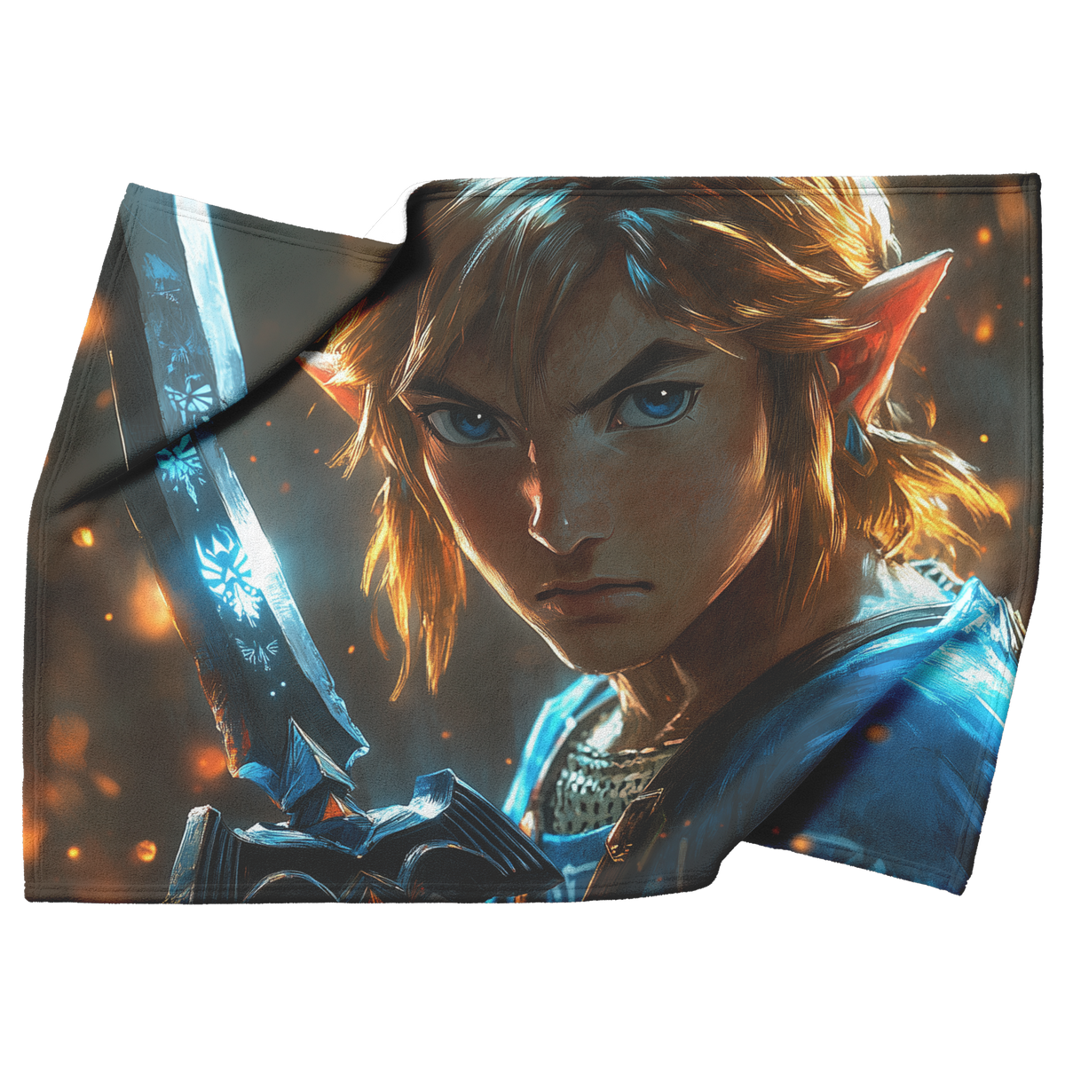 Vibrant_Design_of_Link_With_Master_Sword_H_Blanket_Top_Bottom_Folds_Mockup.png