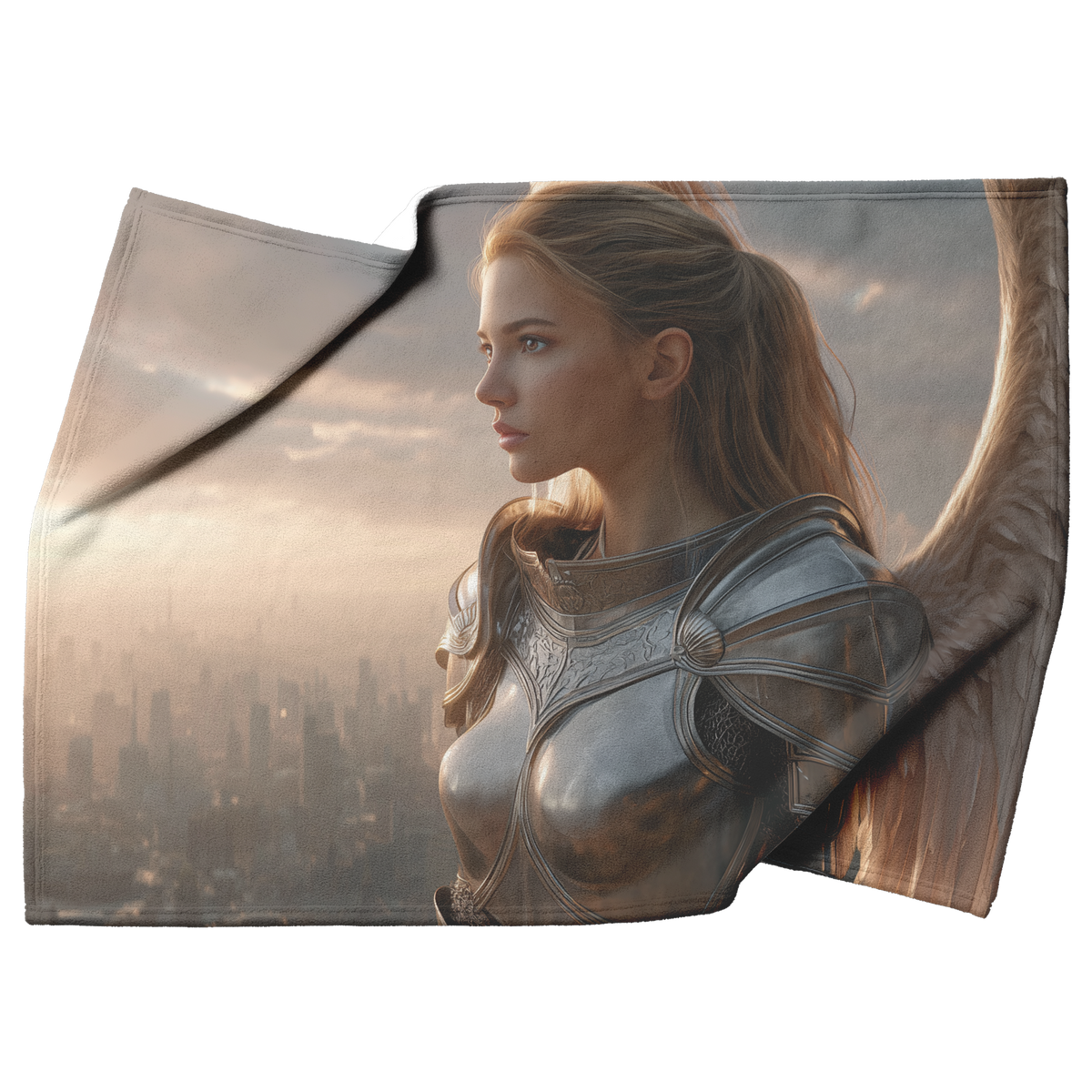 Warrior_Guardian_Angel_In_Silver_Armor_W_H_Blanket_Top_Bottom_Folds_Mockup.png