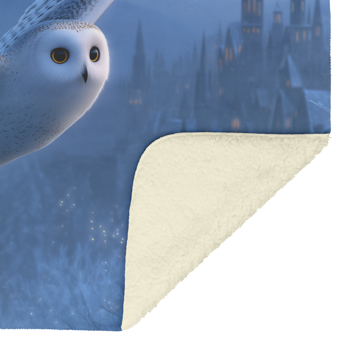 White_Owl_With_Glowing_Feathers_And_Star_H_Blanket_Sherpa_Mockup.png