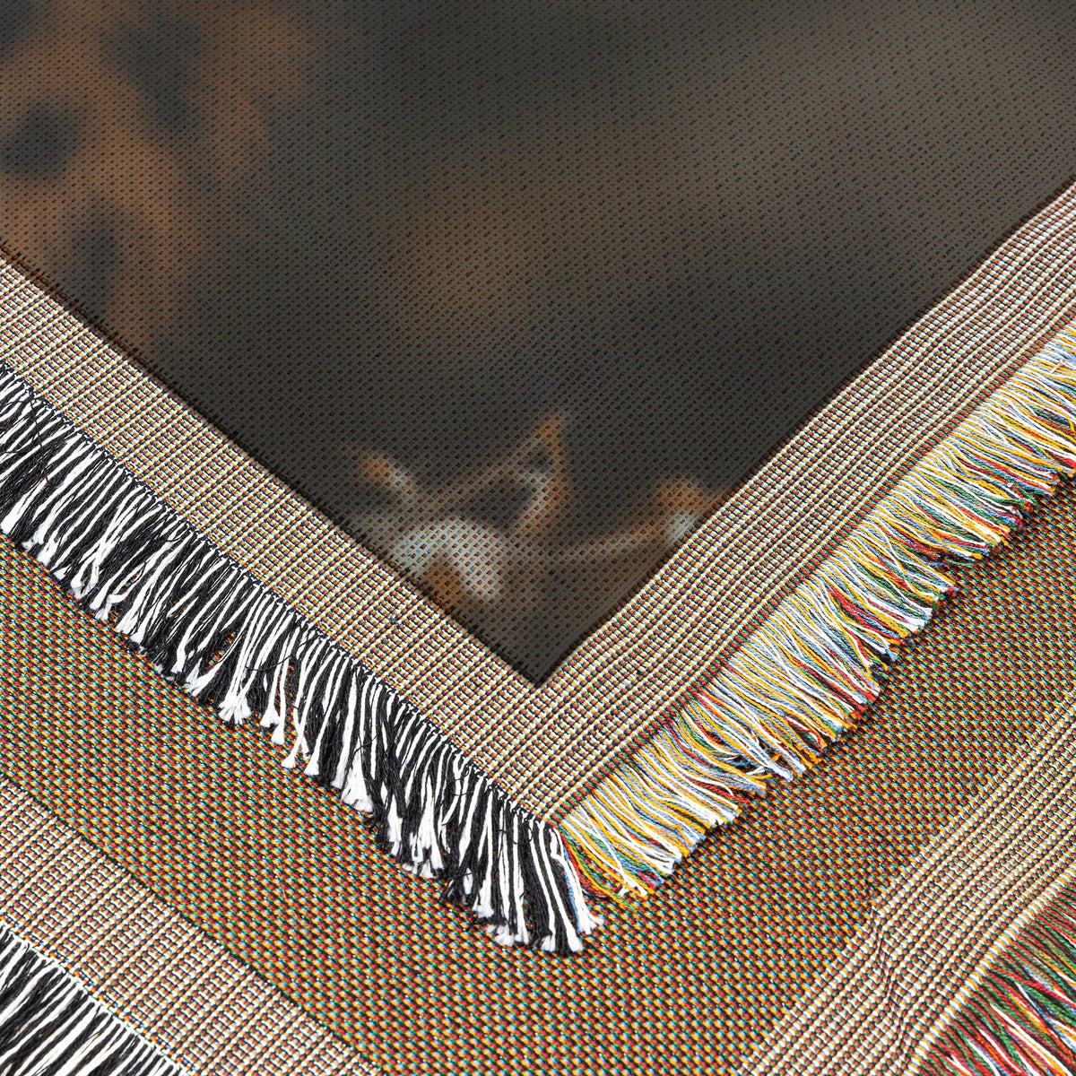 Adorable Baby Cheetah with Blue Eyes Gazing Up in Nature Cozy Woven Throw Blanket - Awakening Righteousness
