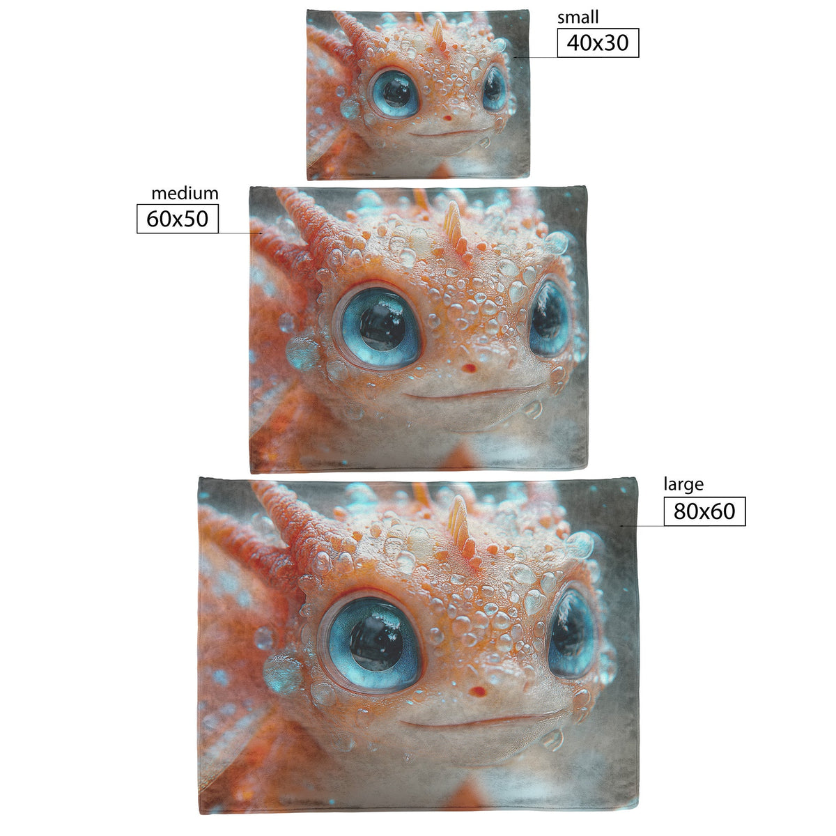 Adorable Baby Dragon with Sparkling Water Droplets and Bright Orange Scales Cozy Fleece Sherpa Blanket - Awakening Righteousness