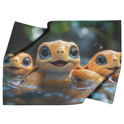 Adorable Baby Giraffe with Blue Eyes in Magical Enchanted Cozy Forest Fleece Sherpa Blanket - Awakening Righteousness
