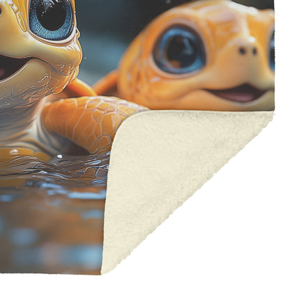 Adorable Baby Giraffe with Blue Eyes in Magical Enchanted Cozy Forest Fleece Sherpa Blanket - Awakening Righteousness