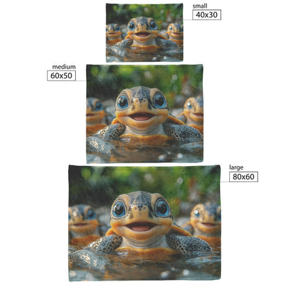 Adorable Baby Turtles Playing in Water with Lush Greenery Cozy Fleece Sherpa Blanket - Awakening Righteousness
