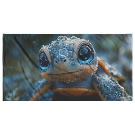 Adorable Sea Turtle Beach Towel Ocean Life Close Up Vibrant Marine Design for Nature and Wildlife Enthusiasts - Awakening Righteousness