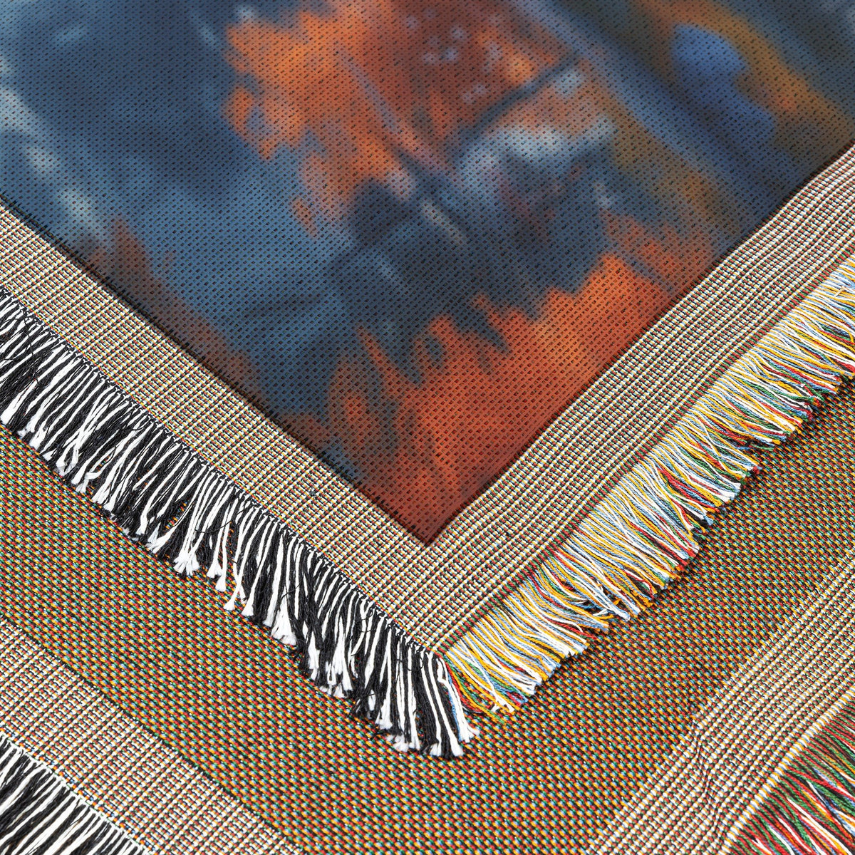 Autumn Reflection Woven Throw Blanket Natures Tranquil Forest Scene Cozy Fall Inspired Home Decor or Gift - Awakening Righteousness