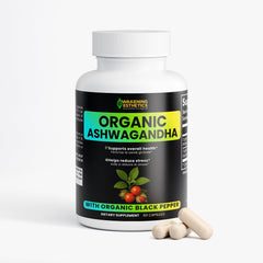 Awakening Aesthetics Organic Ashwagandha with Black Pepper | Natural Stress Relief, Energy & Mood Support | 100% Vegan, Gluten Free, Non - GMO | 60 Capsules | Made in USA - AWAKENING AESTHETICS