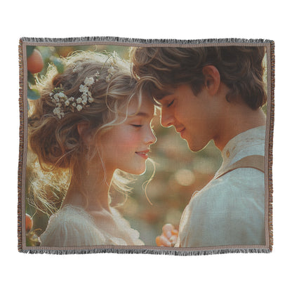 Adam and Eve in Apple Orchard Throw Blanket  Cozy Woven Kids Comfort Blanket with Love and Romance  Holy Faith Inspired Prayer Healing Blanket for Children - Awakening Righteousness