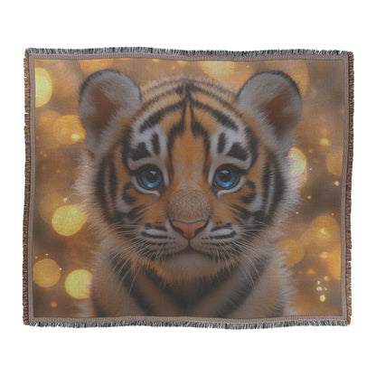 Golden Baby Tiger Throw Blanket Cozy Woven Kids Comfort Blanket with Playful Charm Blanket for Children - Awakening Righteousness
