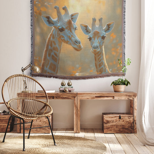 Graceful Giraffes in the Savanna Christian Throw Blanket  Cozy Woven Kids Comfort Blanket with Hope  Holy Faith Inspired Prayer Healing Blanket For Children - Awakening Righteousness