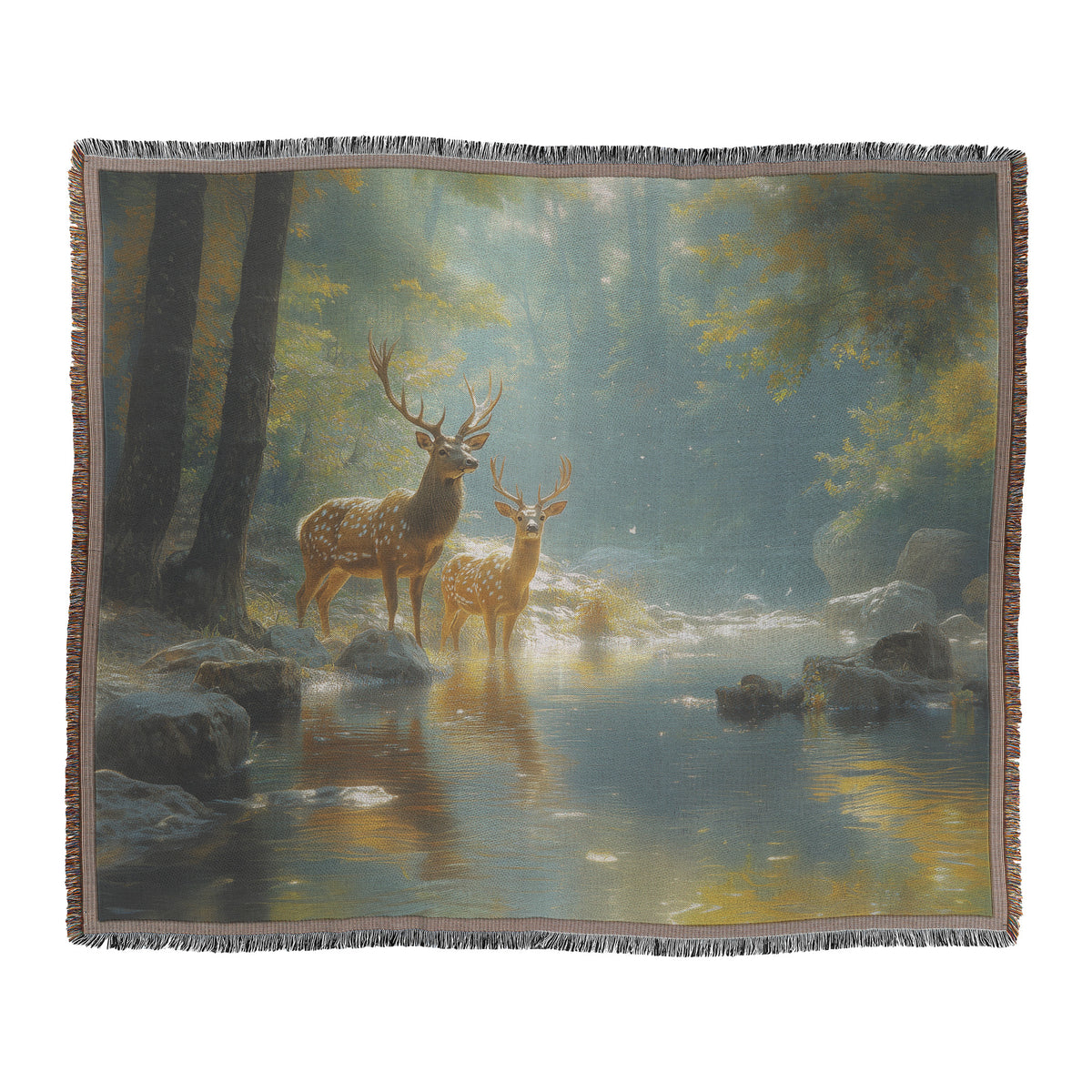 Serene Deer the Stream Christian Throw Blanket  Cozy Woven Kids Comfort Blanket with Hope  Holy Faith Inspired Prayer Healing Blanket For Childre - Awakening Righteousness